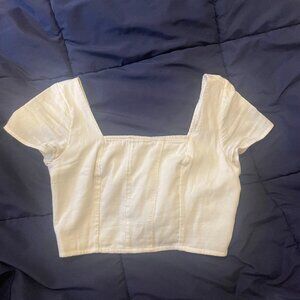 Hollister Cute White Summer Cropped Top Womens Size M